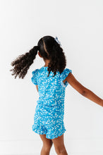 Load image into Gallery viewer, Blue Base Flowers Ruffle Short Set