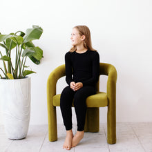 Load image into Gallery viewer, Black Ribbed Two-piece Long Set