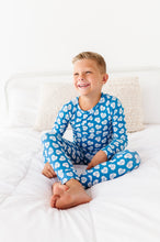 Load image into Gallery viewer, Blue Affirmation Heart Two Piece Long Pajama Set