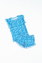 Load image into Gallery viewer, Blue Base Flowers Ruffle Short Set