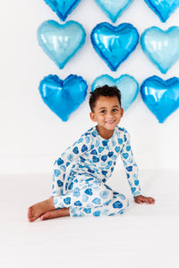 Blue Affirmation Heart Two-Piece Pajama Set