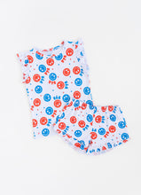 Load image into Gallery viewer, USA Happy Face Ruffle Short Set