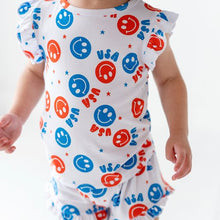 Load image into Gallery viewer, USA Happy Face Ruffle Short Set