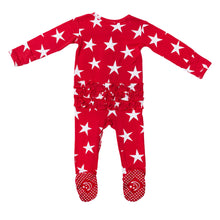 Load image into Gallery viewer, Red Star Ruffle Footed Onesie