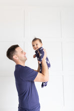 Load image into Gallery viewer, Navy Star Footed Onesie