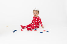 Load image into Gallery viewer, Red Star Ruffle Footed Onesie