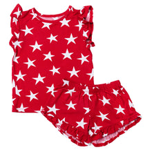 Load image into Gallery viewer, Red Star Ruffle Short Set