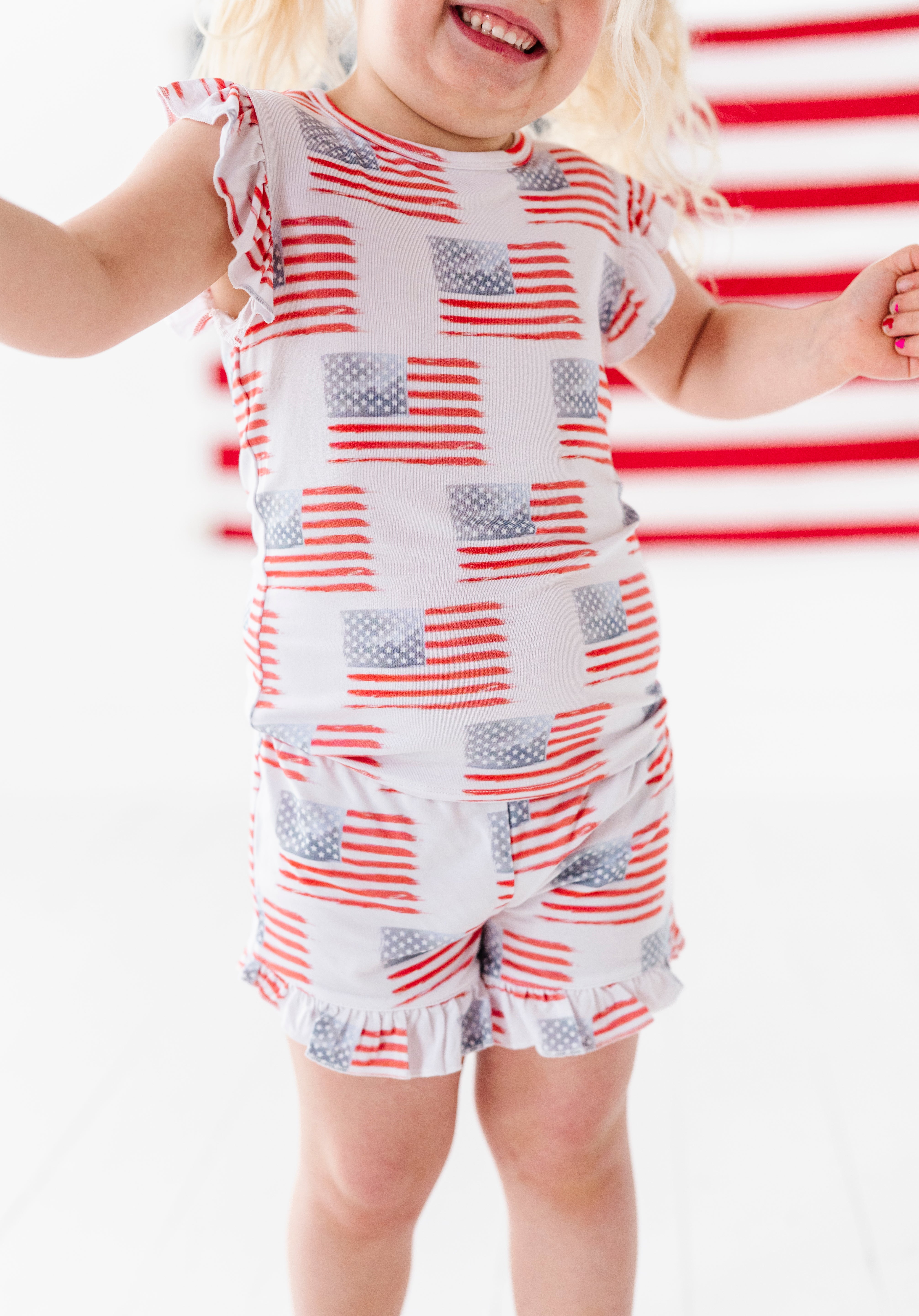 American Flag Ruffle Short Set