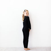 Black Ribbed Two Piece Pajama Set