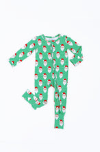 Load image into Gallery viewer, Green Santa Convertible footed onesie
