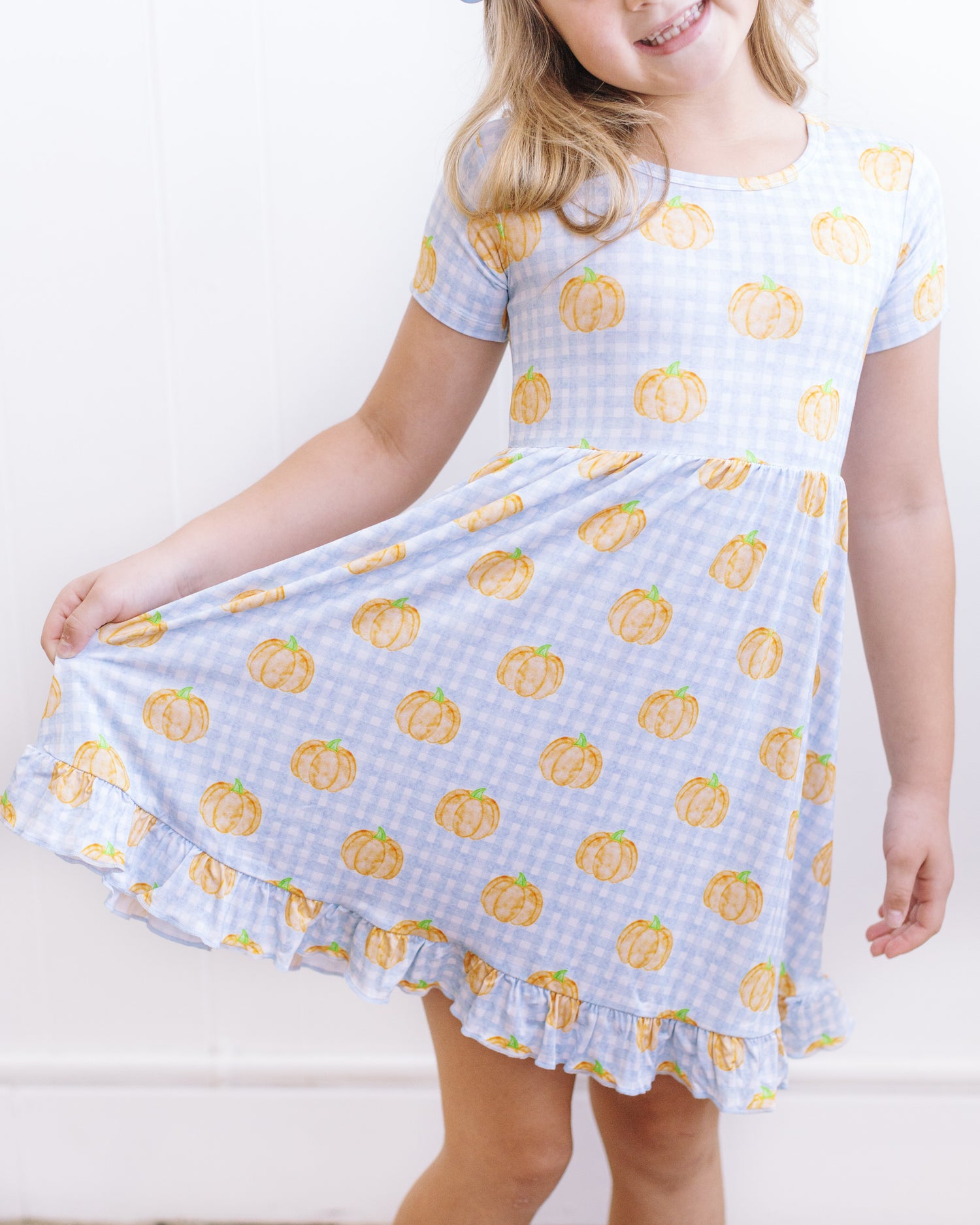 Blue Gingham Pumpkin Dress