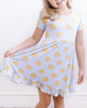 Load image into Gallery viewer, Blue Gingham Pumpkin Dress
