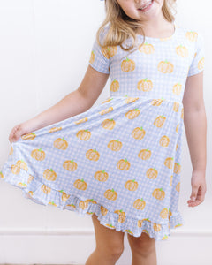 Blue Gingham Pumpkin Dress