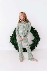 Green Gingham Girls Flare Set