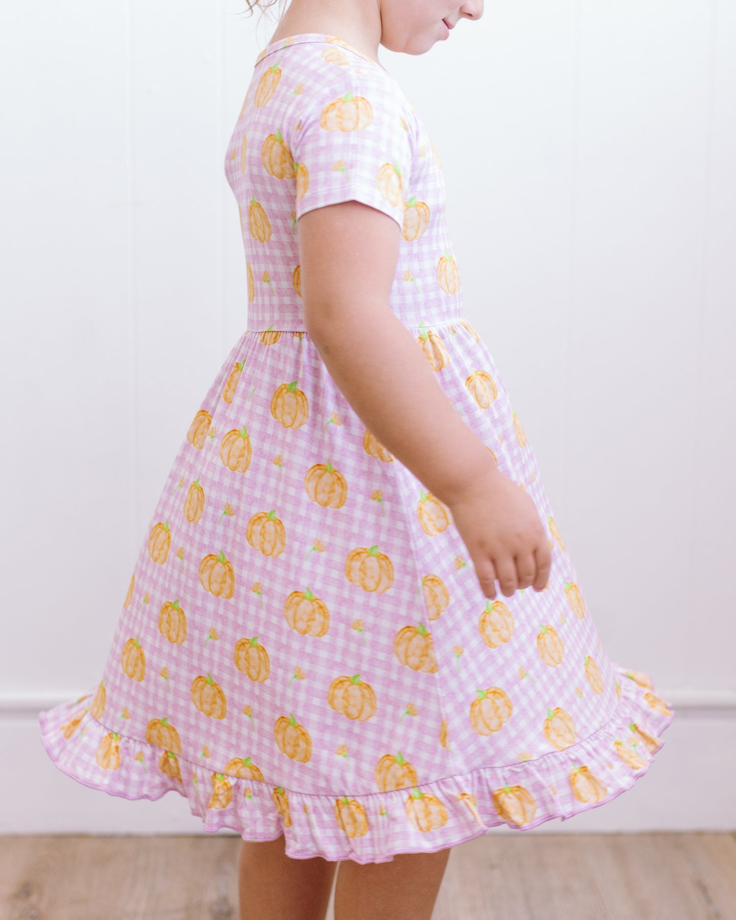Pink Gingham Pumpkin Dress