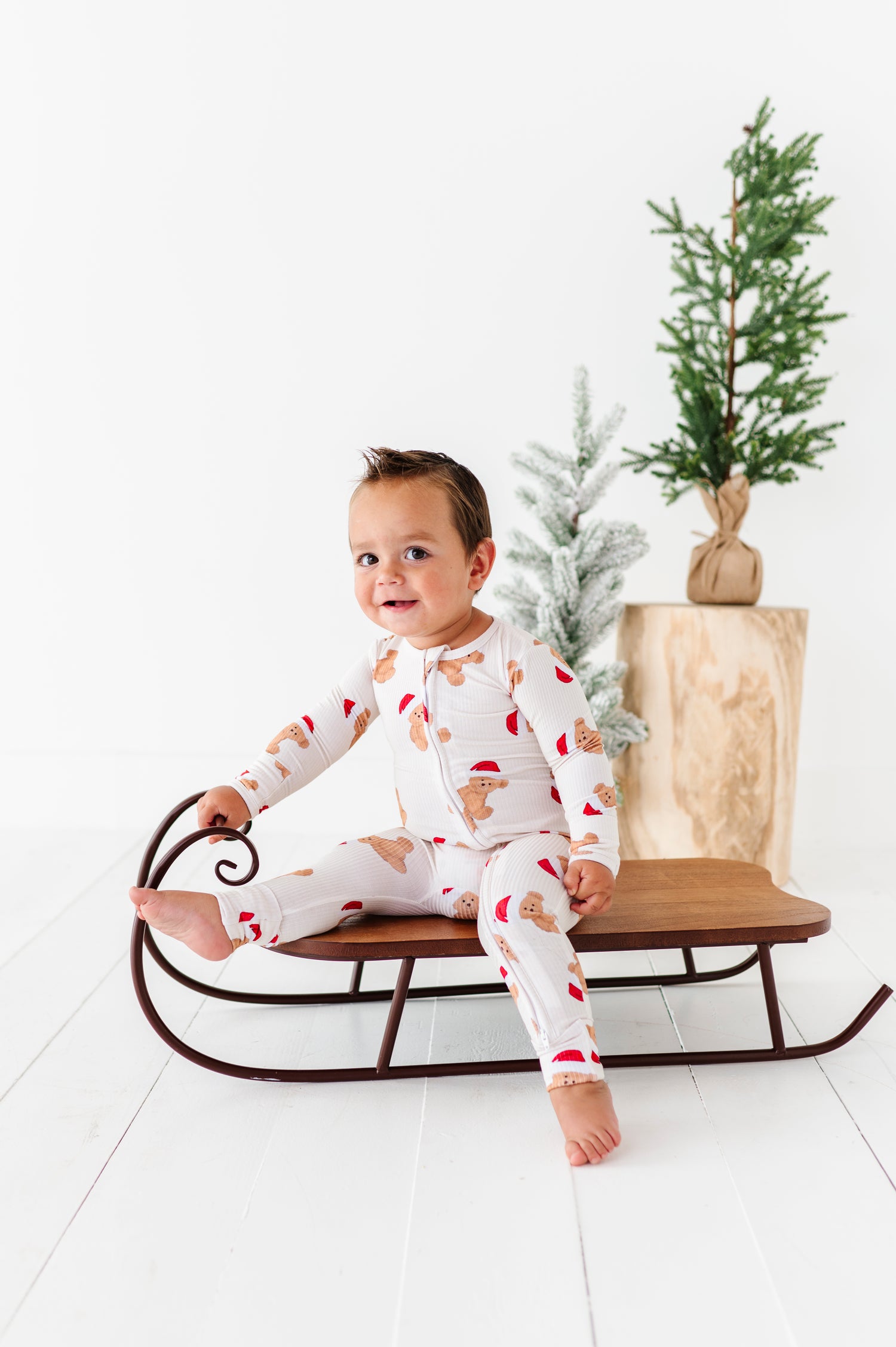 Santa Ribbed Bear Zipper Onesie