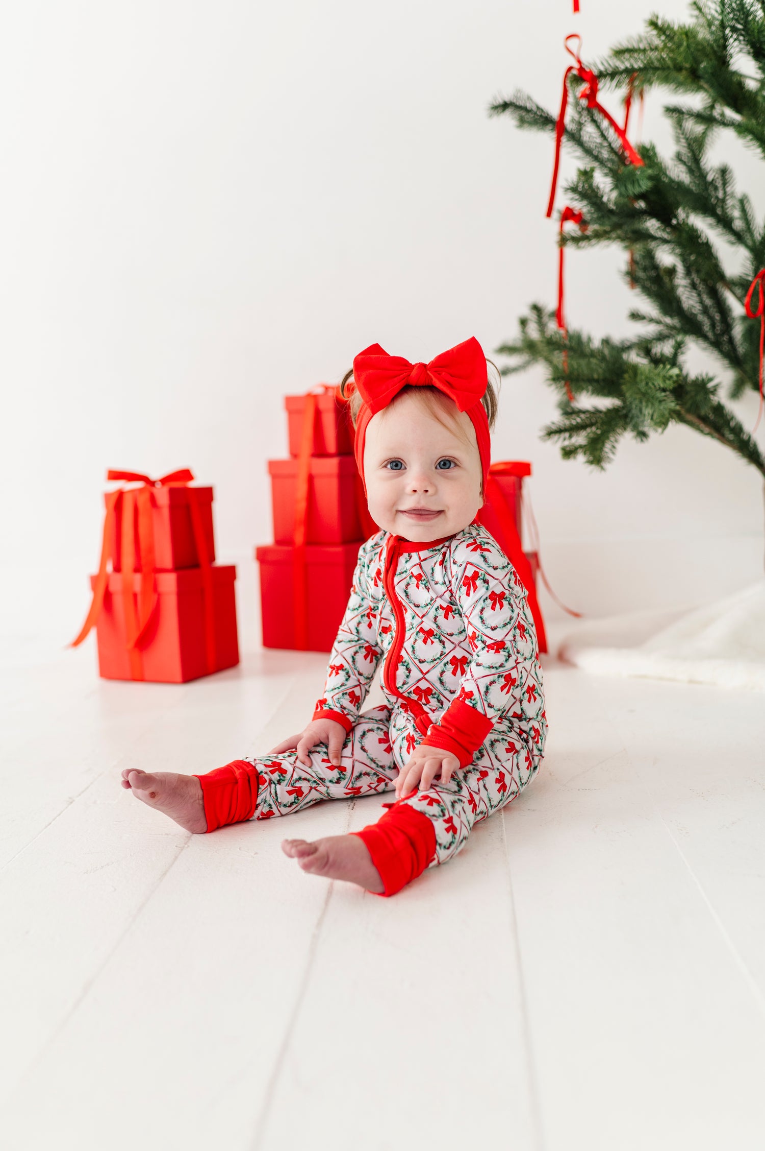 Holiday Wreaths Zipper Onesie