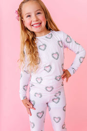 Holiday Heart Wreath Two Piece Pajama Set