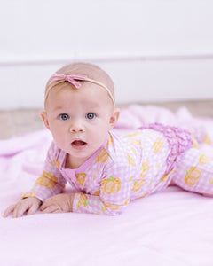 Pink Gingham Pumpkin Convertible Onesie