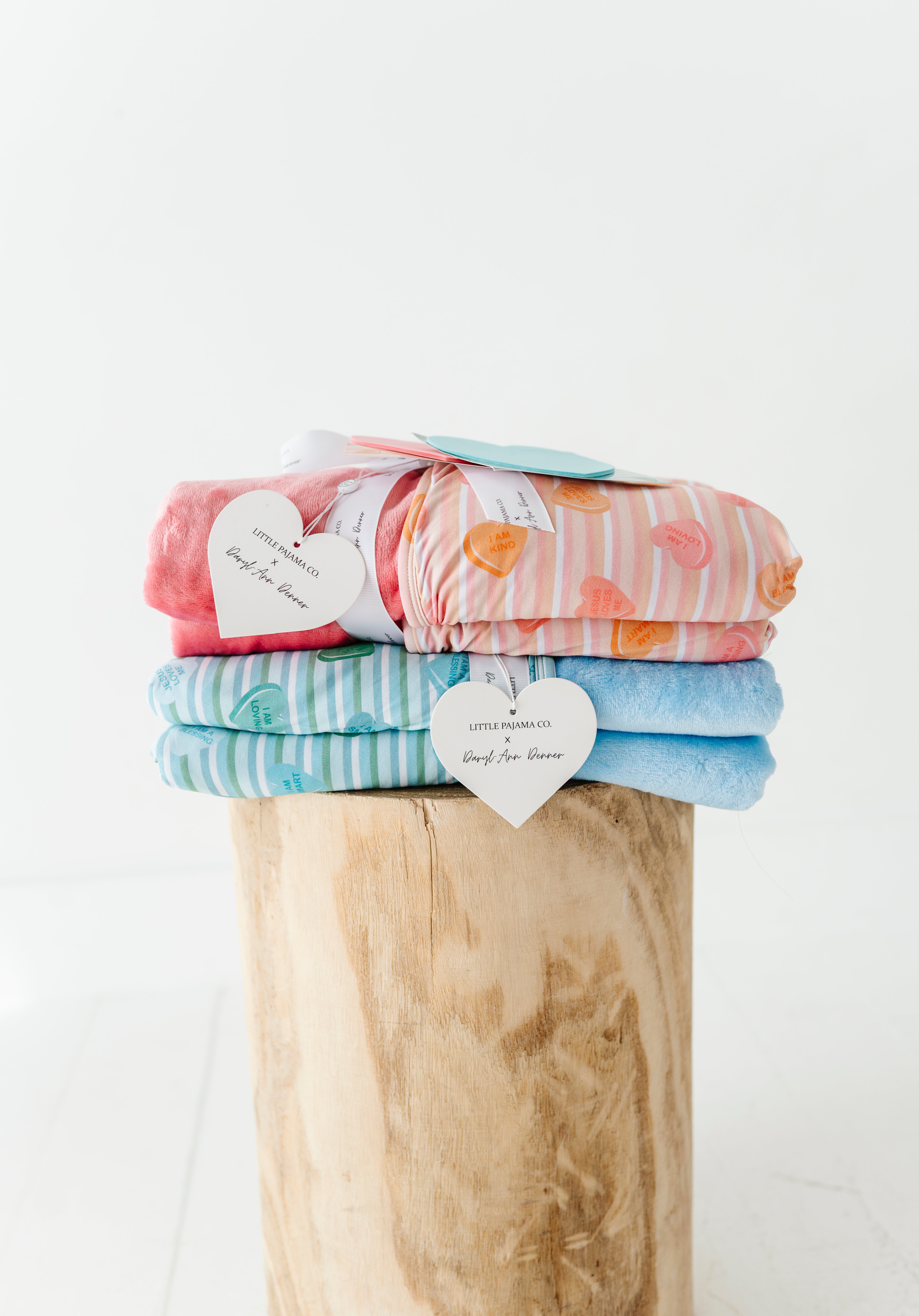 LPC X Daryl-Ann Denner Pink Stripe Affirmation Heart Plush Blanket- PREORDER Ships in January