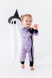 Happy Spooky Purple Zipper Onesie