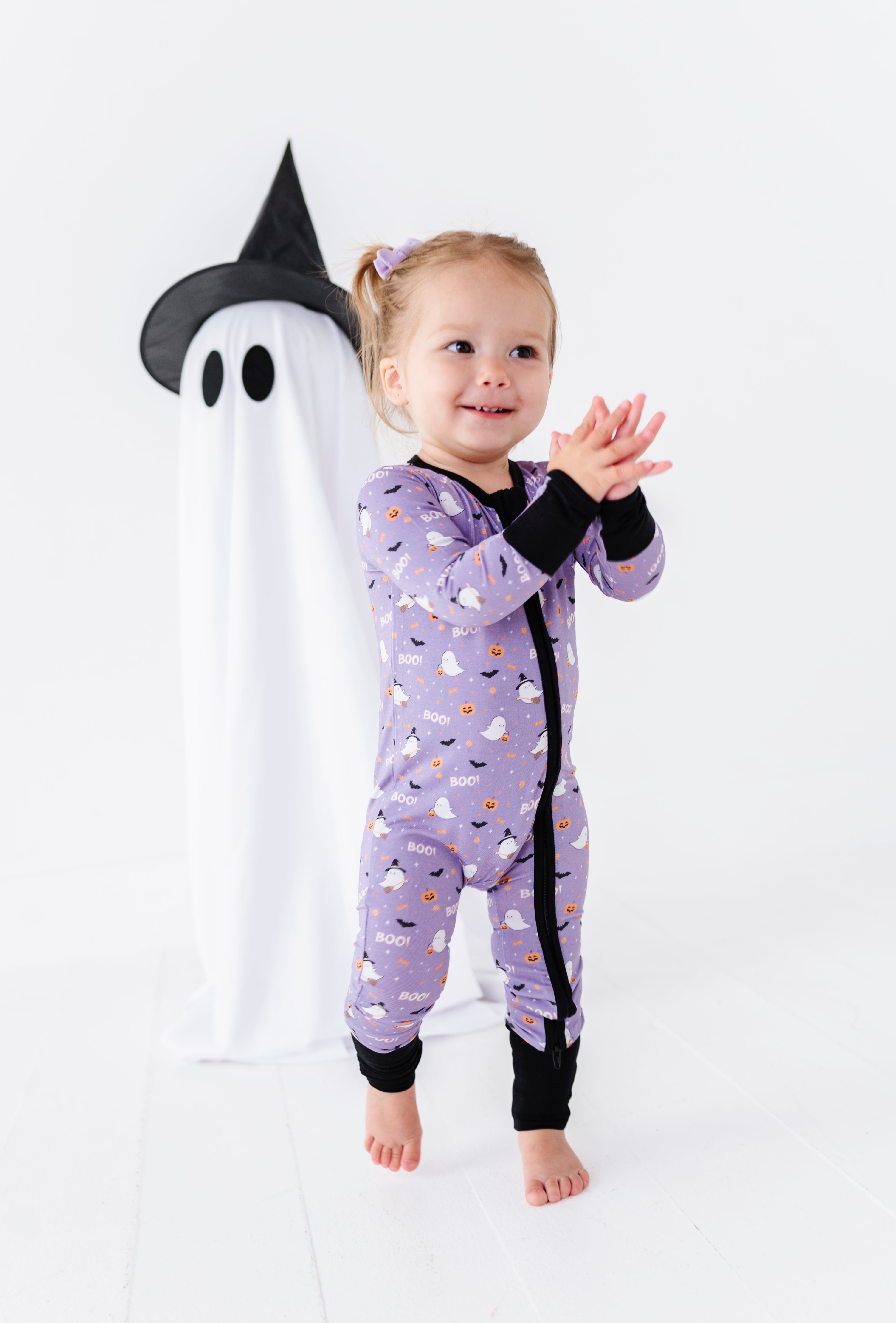 Happy Spooky Purple Zipper Onesie