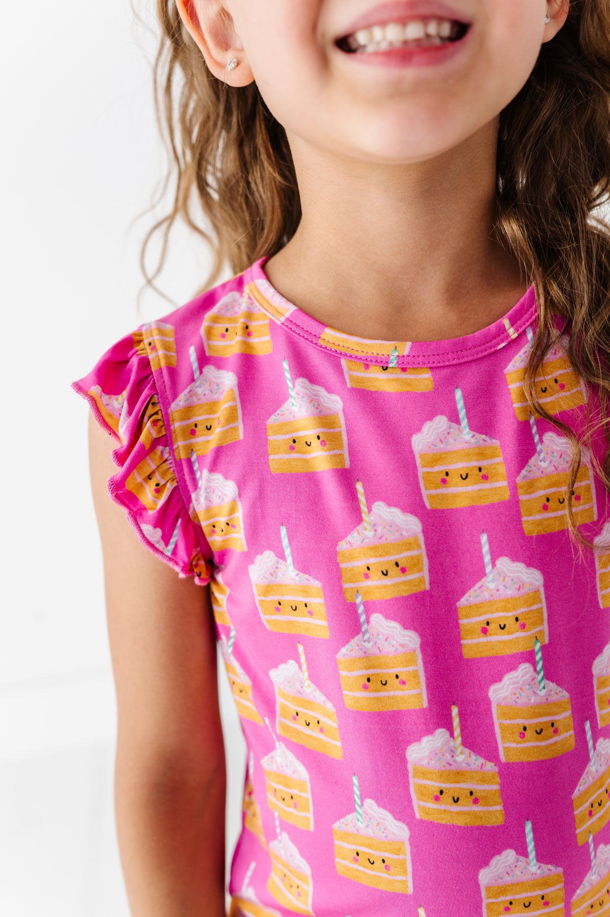 Birthday Cake Pink Ruffle Short Set
