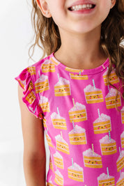 Birthday Cake Pink Ruffle Short Set