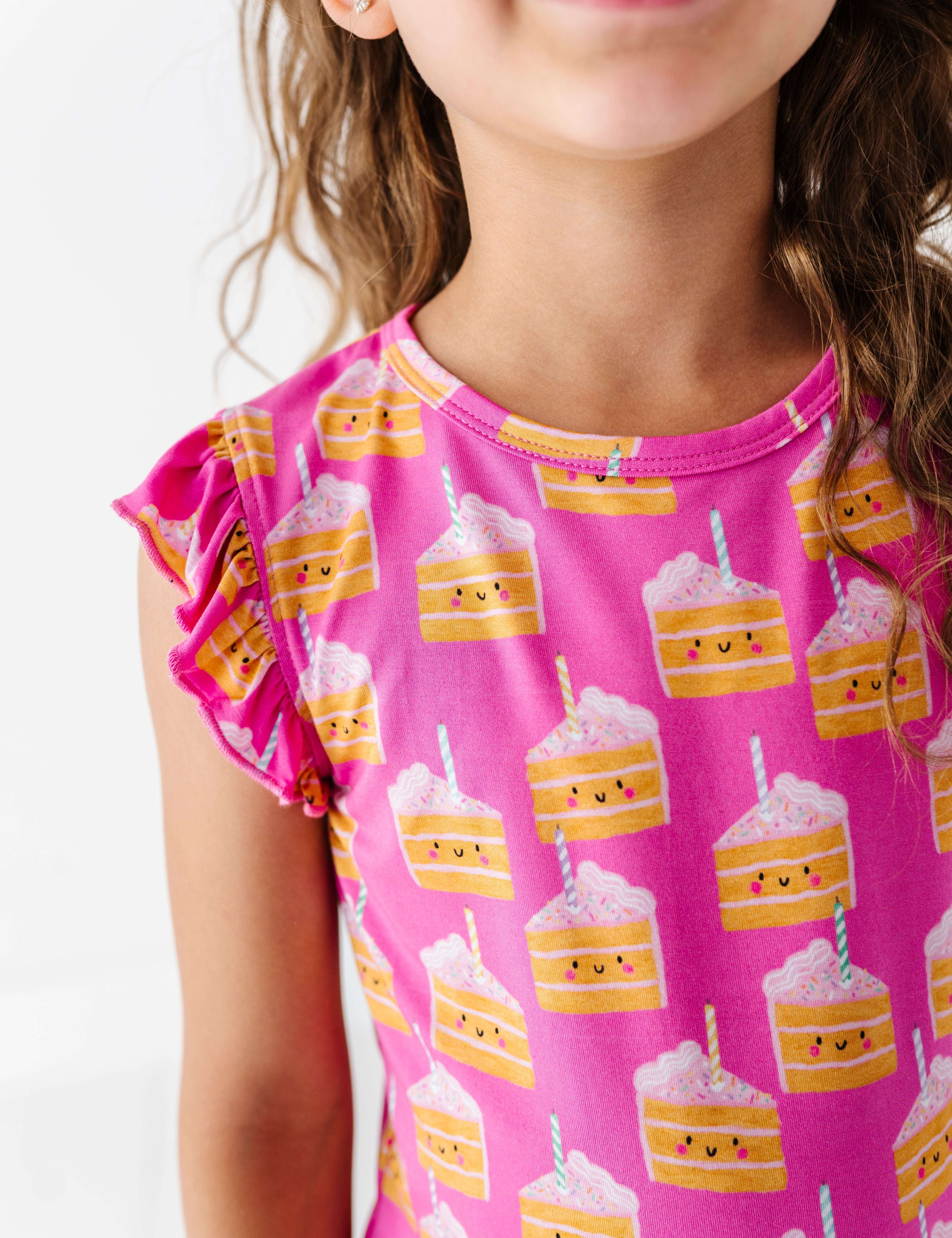 Birthday Cake Pink Ruffle Short Set