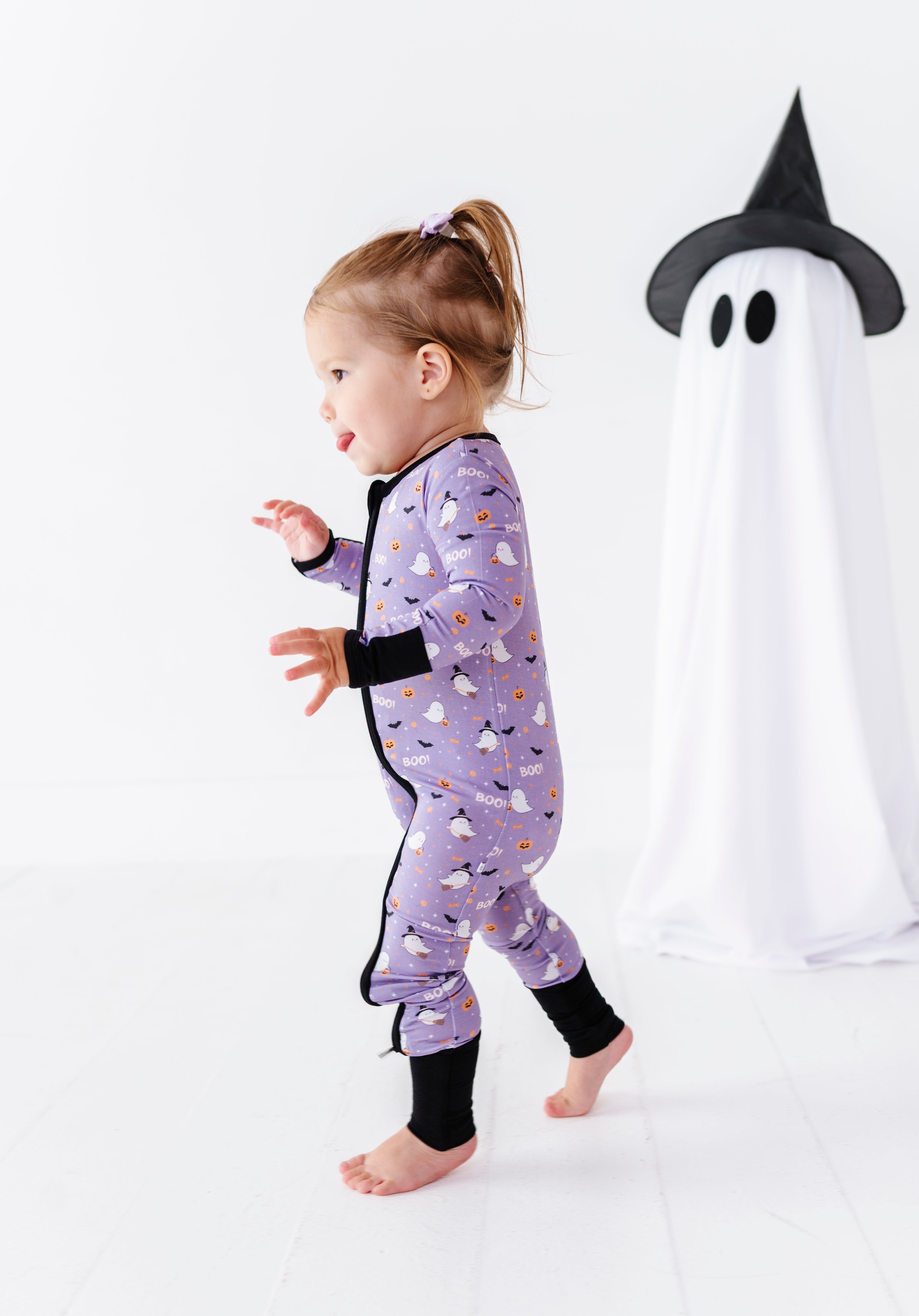 Happy Spooky Purple Zipper Onesie