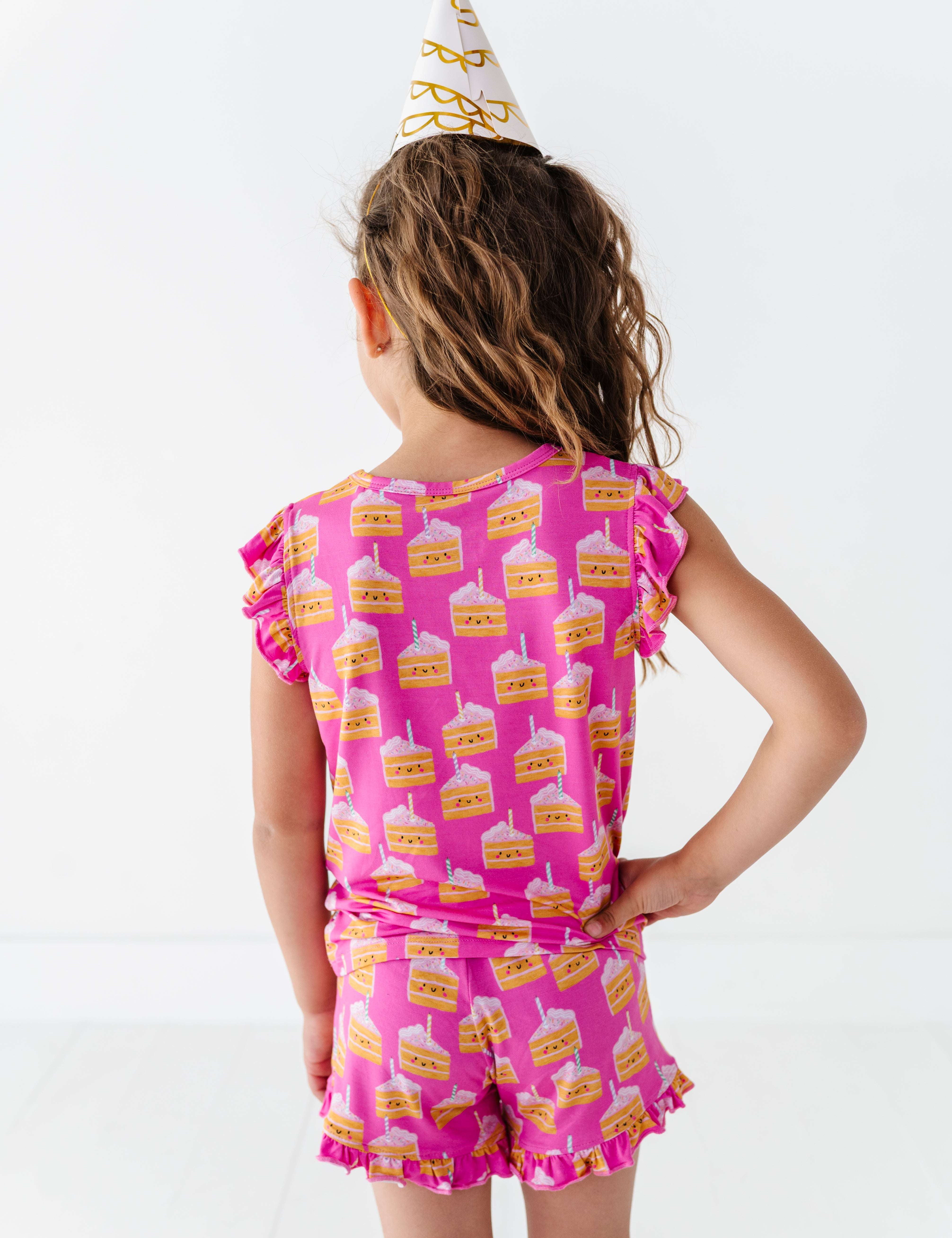 Birthday Cake Pink Ruffle Short Set