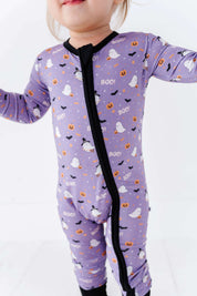 Happy Spooky Purple Zipper Onesie