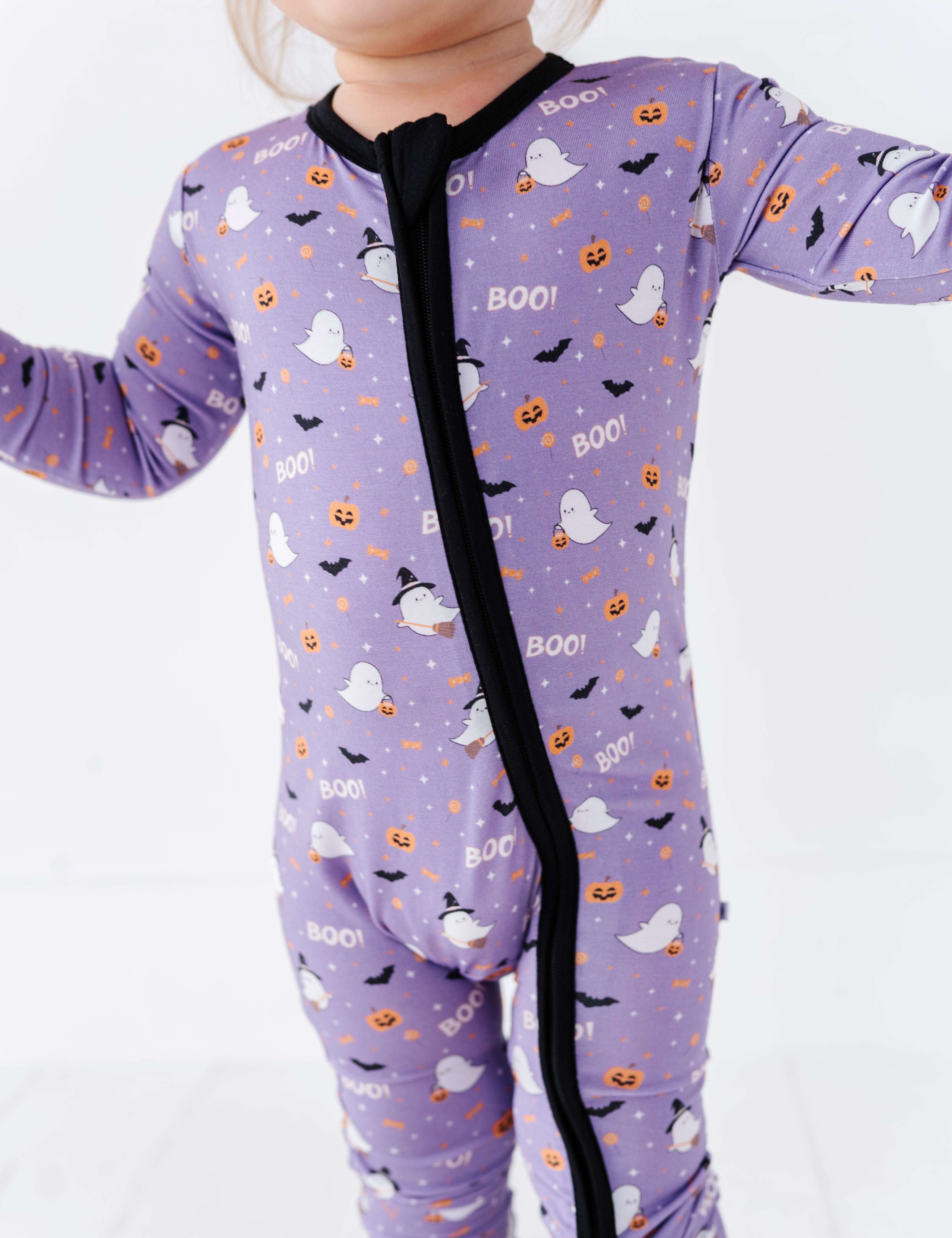 Happy Spooky Purple Zipper Onesie