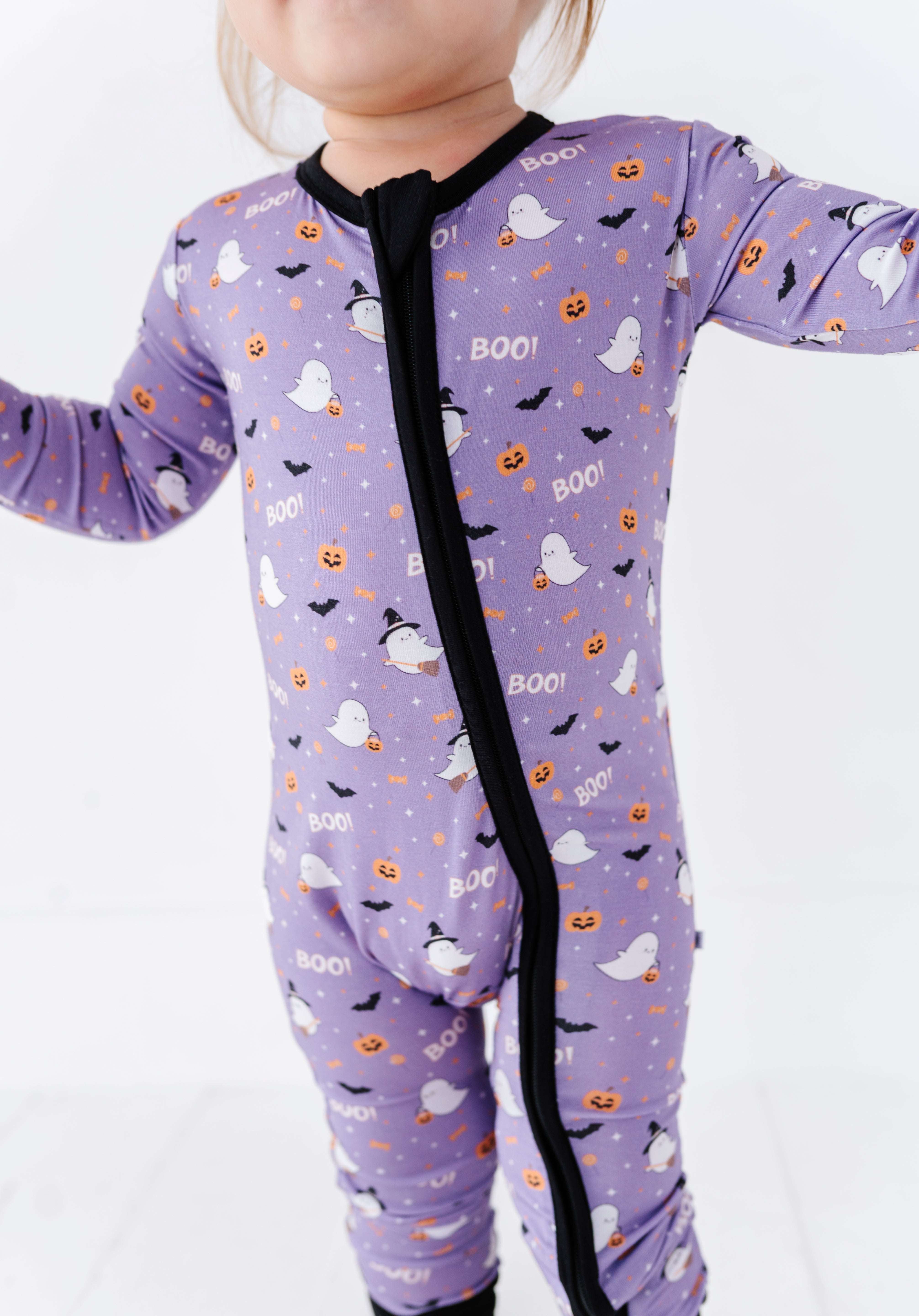 Happy Spooky Purple Zipper Onesie