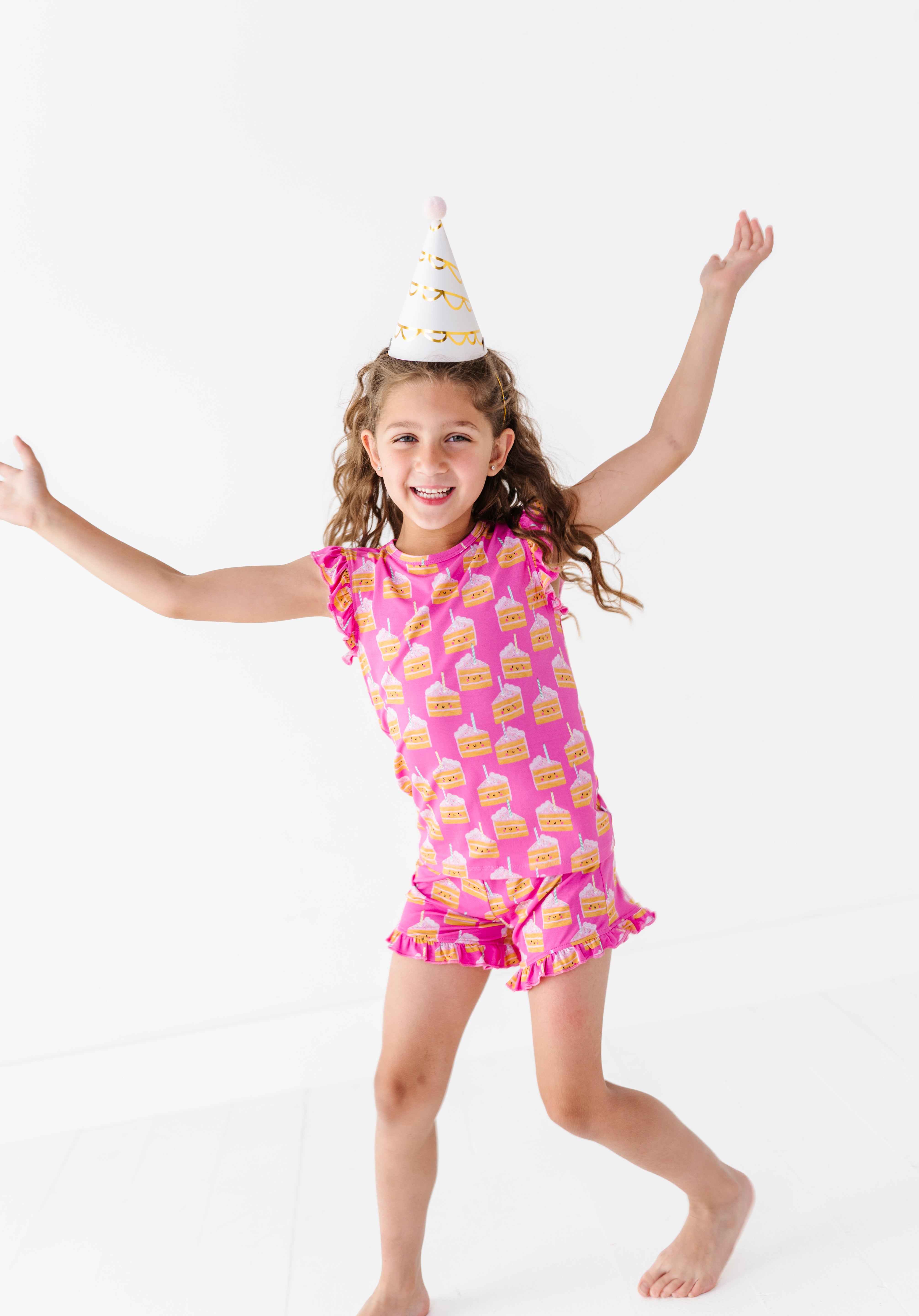 Birthday Cake Pink Ruffle Short Set