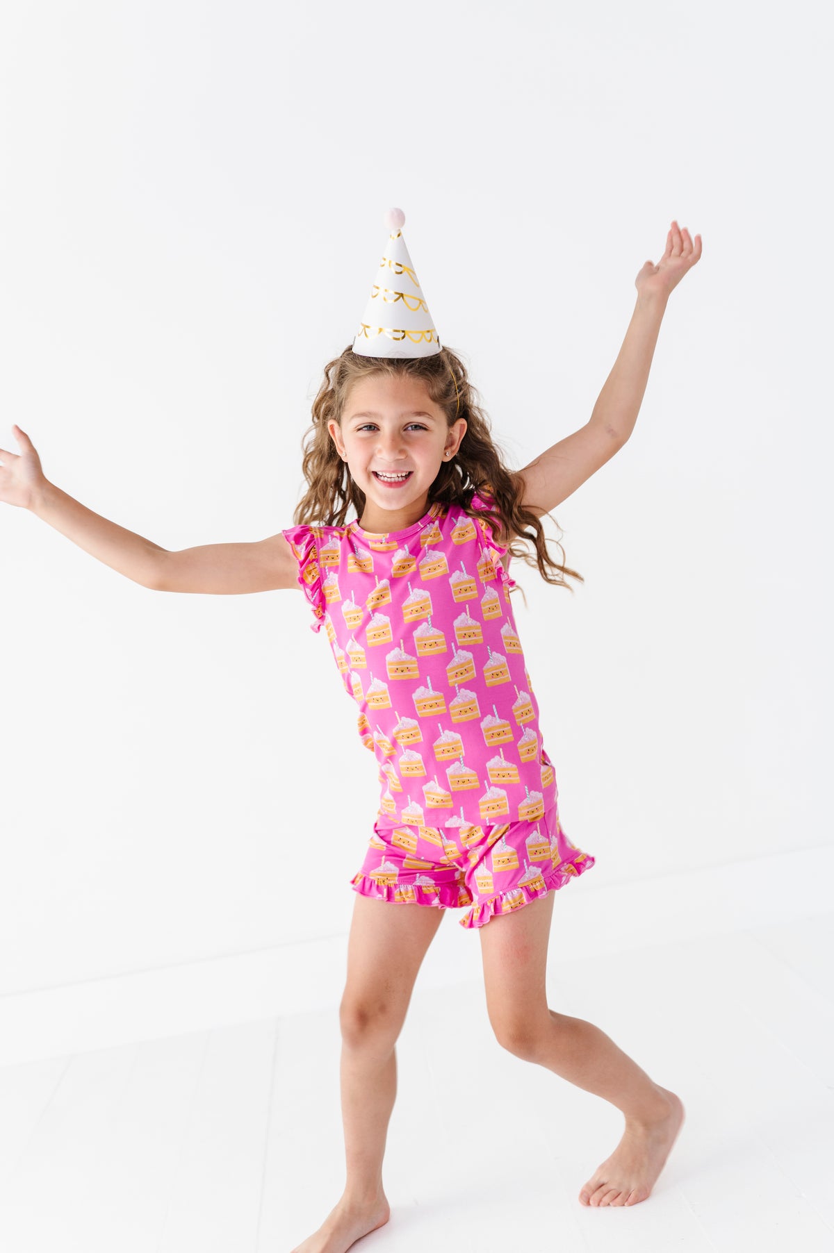 Birthday Cake Pink Ruffle Short Set