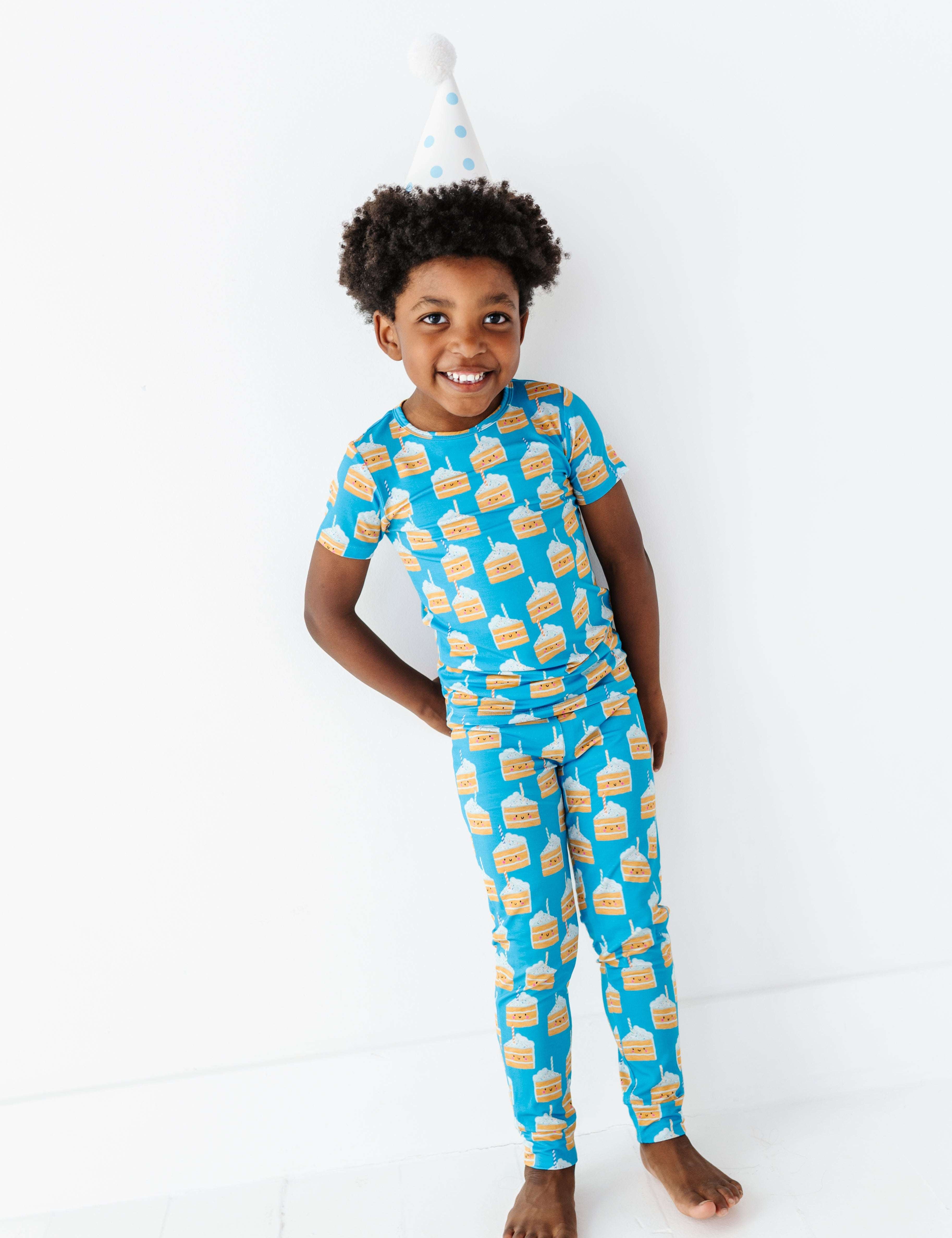 Birthday Cake Blue Two Piece Pajama Set
