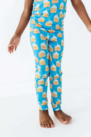 Birthday Cake Blue Two Piece Pajama Set