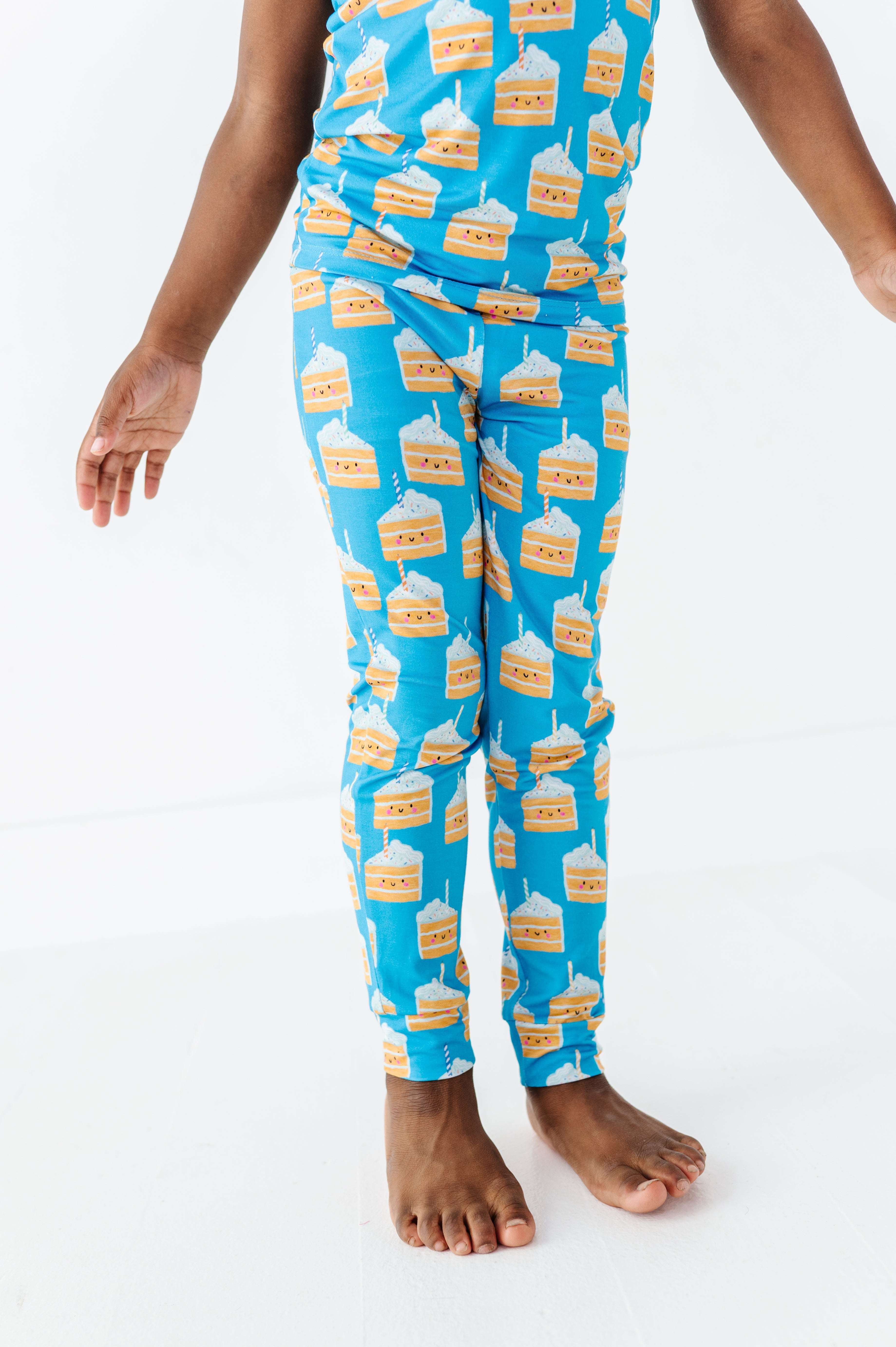 Birthday Cake Blue Two Piece Pajama Set
