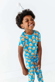 Birthday Cake Blue Two Piece Pajama Set