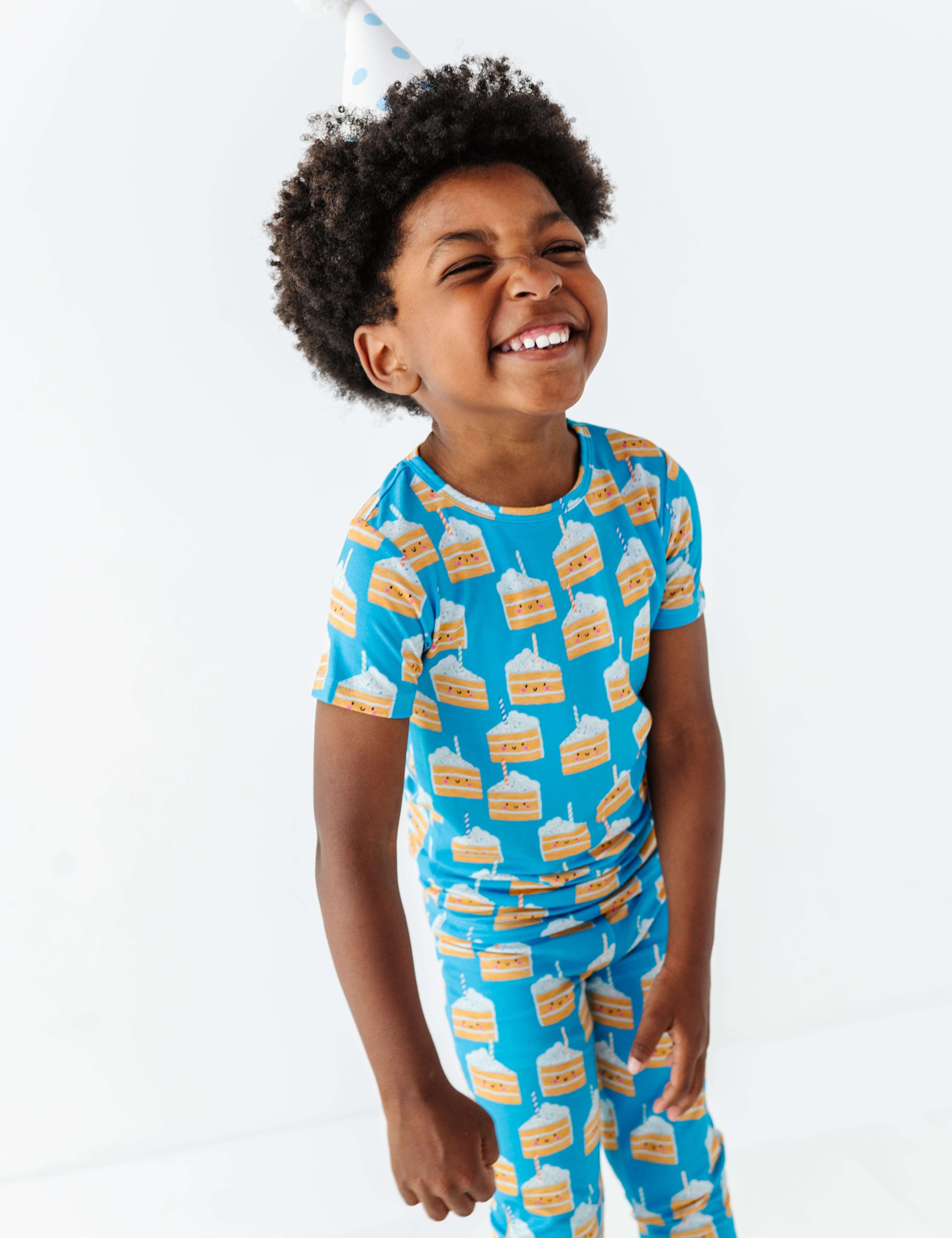 Birthday Cake Blue Two Piece Pajama Set