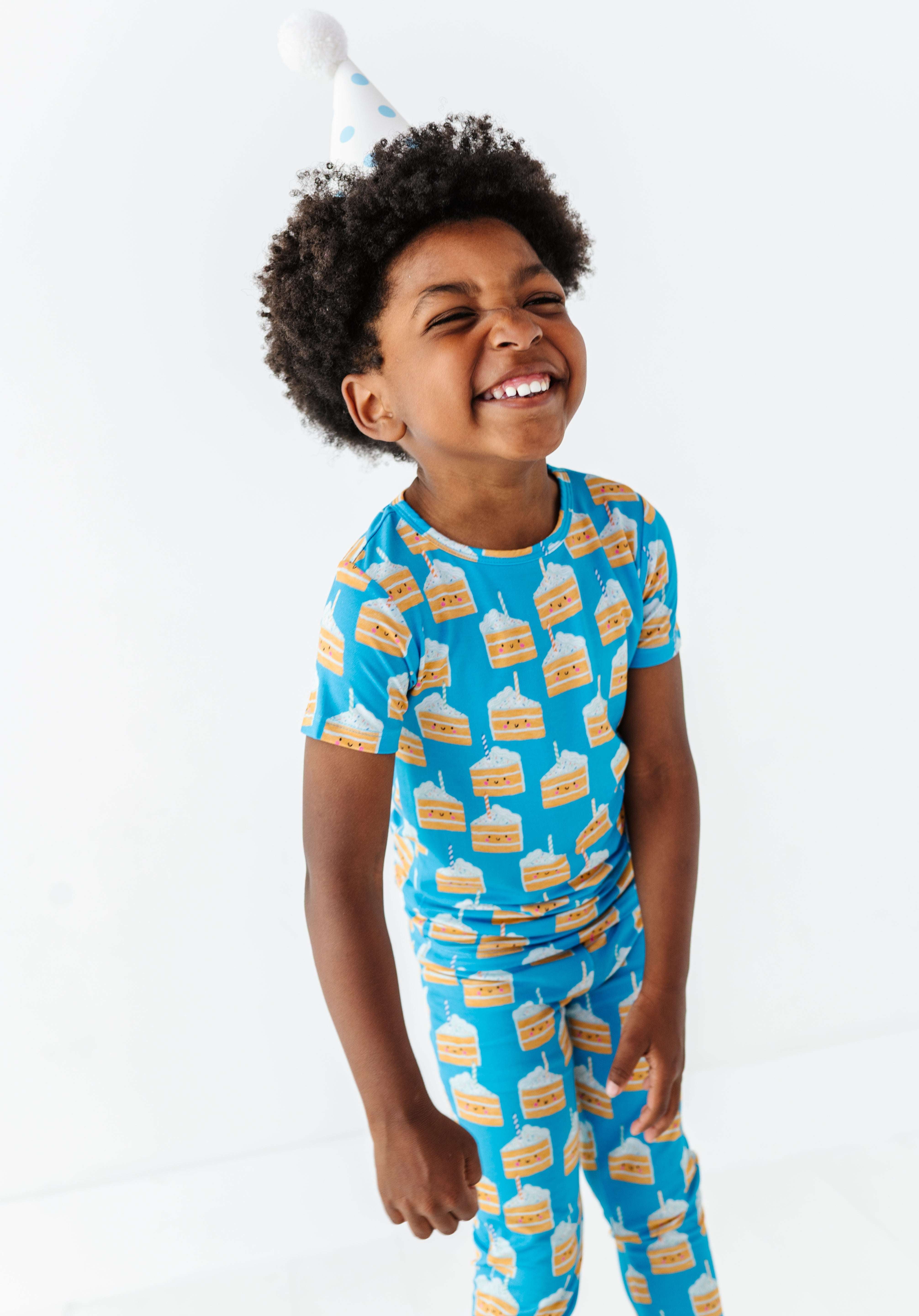 Birthday Cake Blue Two Piece Pajama Set