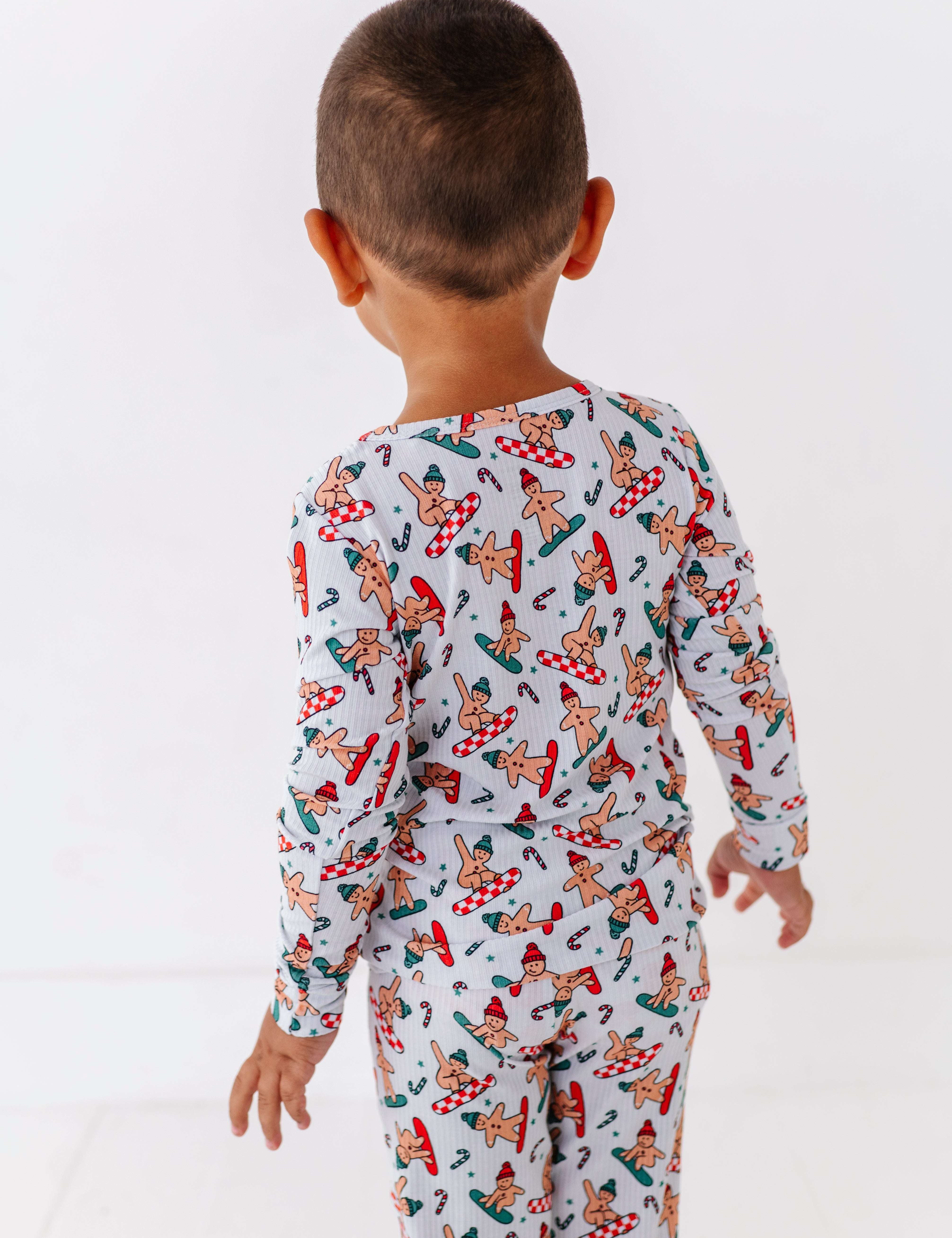 Snowboarding Gingerbread Two Piece Pajama Set