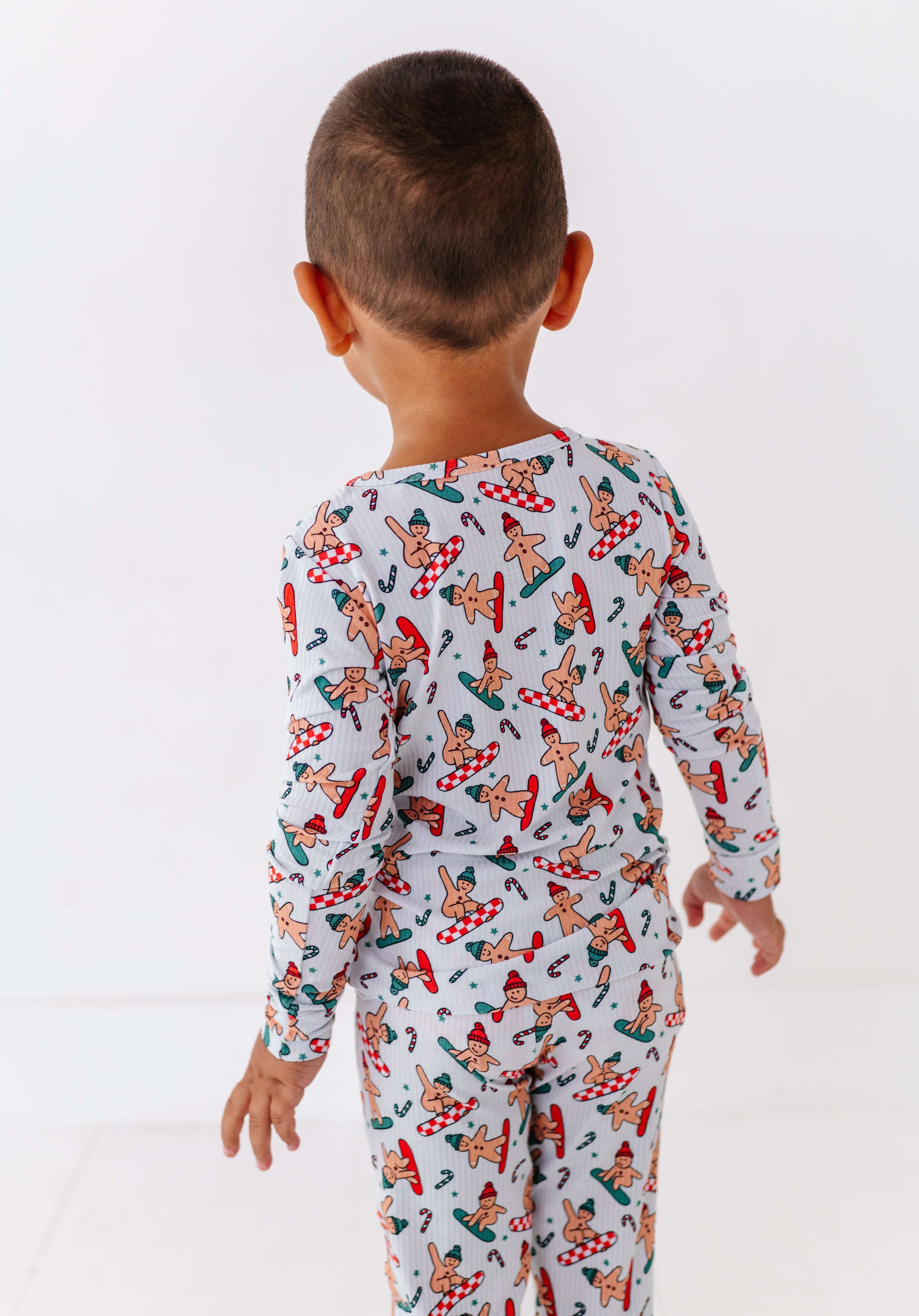 Snowboarding Gingerbread Two Piece Pajama Set