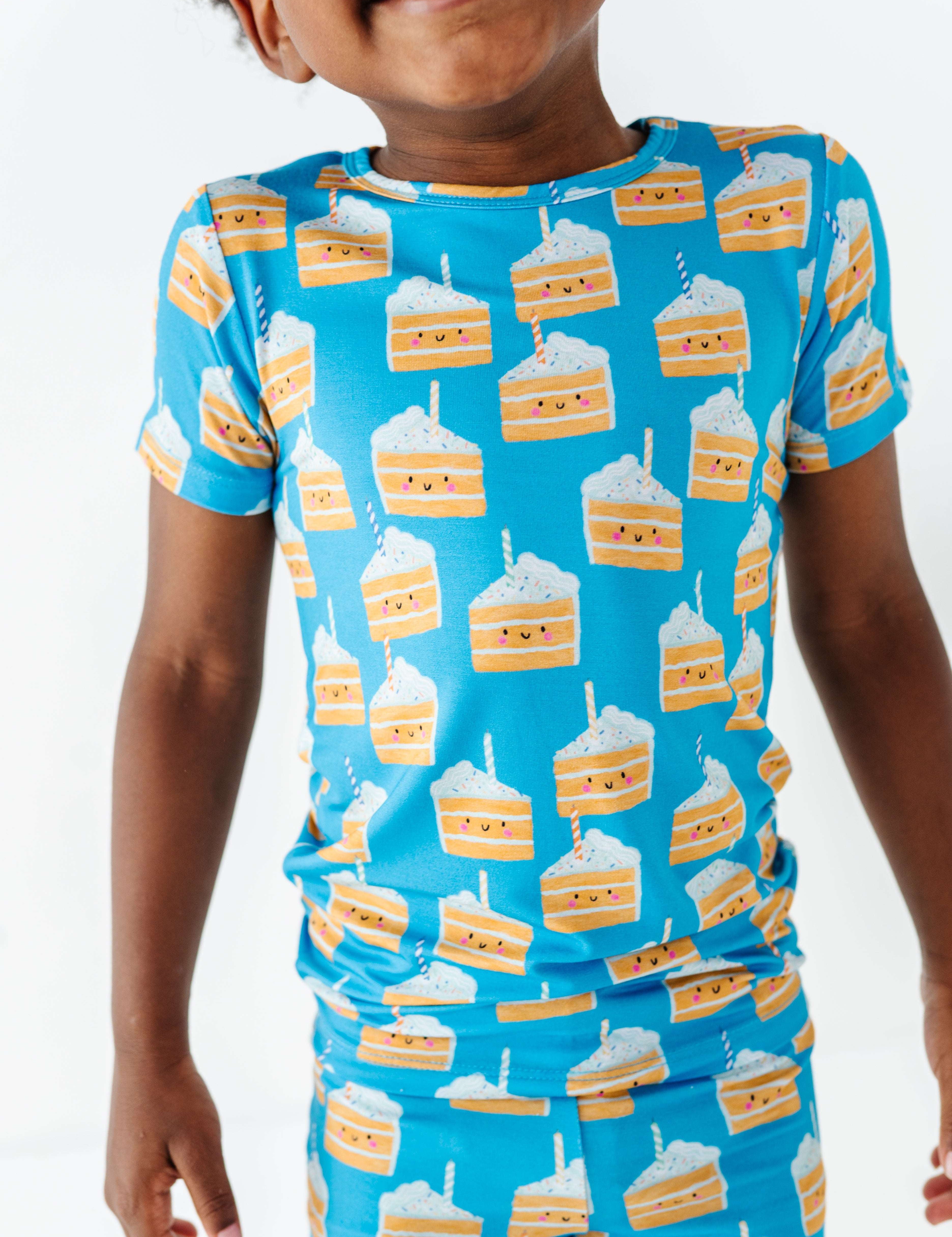 Birthday Cake Blue Two Piece Pajama Set