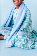 LPC X Daryl-Ann Denner Blue Stripe Affirmation Heart Plush Blanket- PREORDER Ships in January