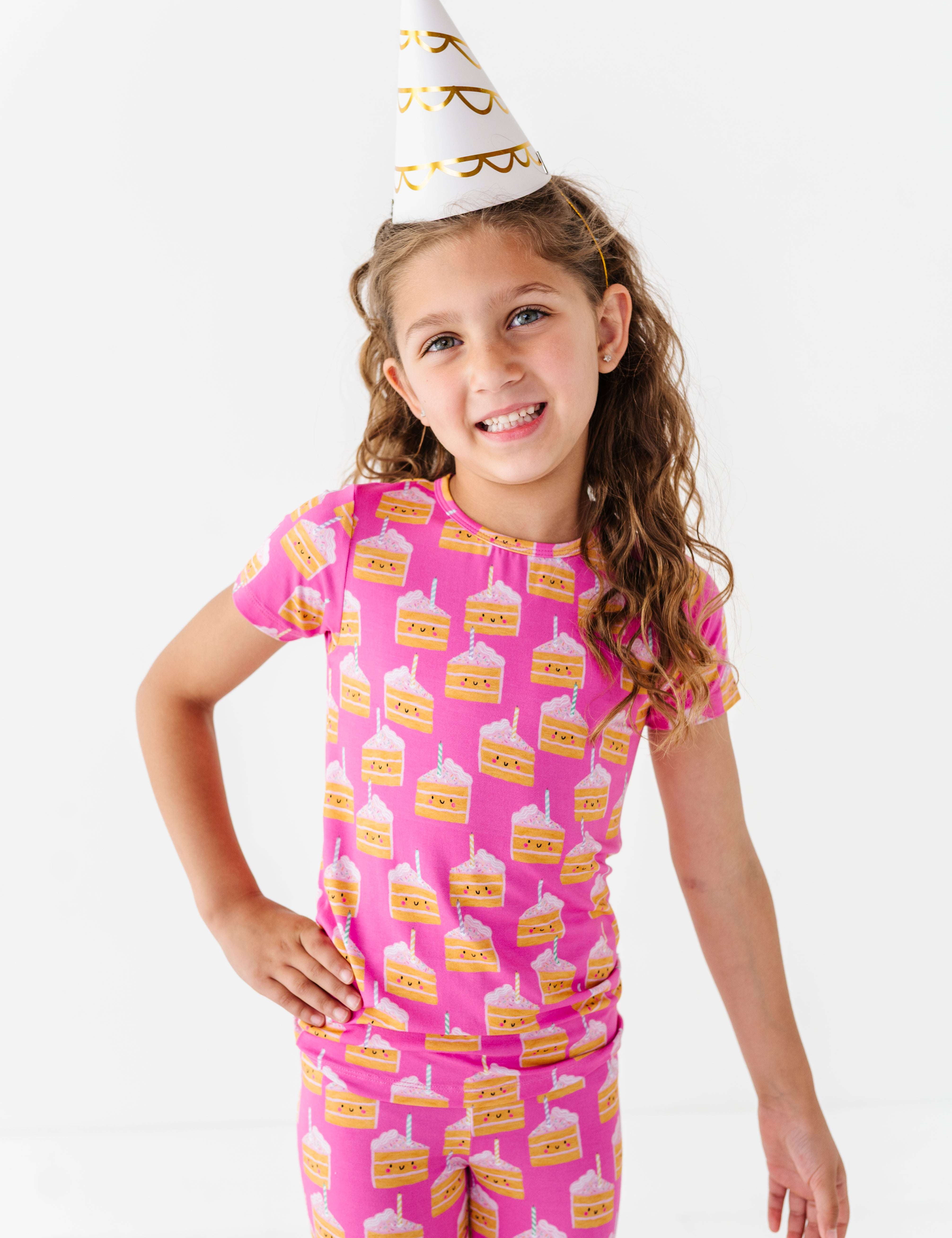 Birthday Cake Pink Two Piece Pajama Set