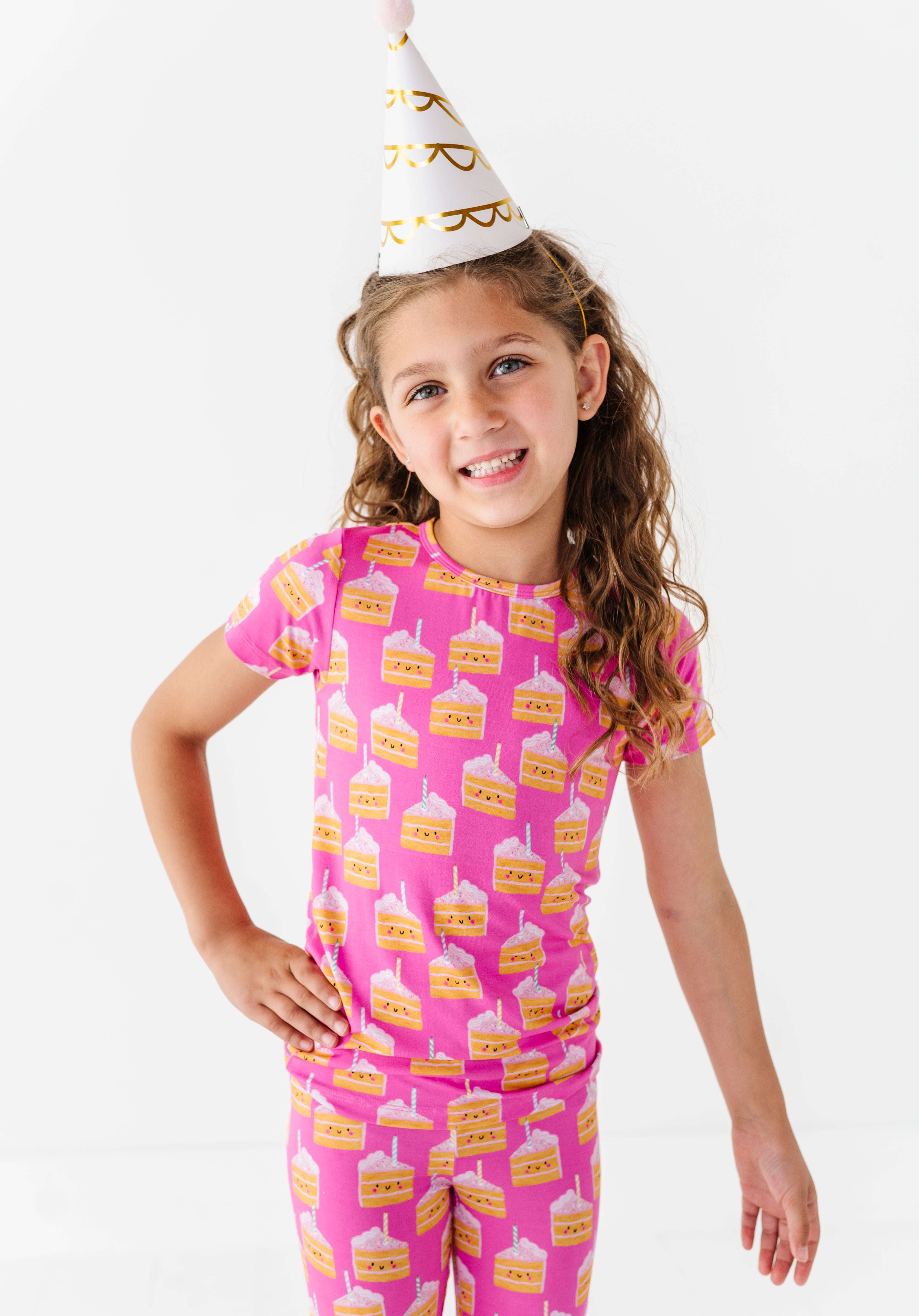 Birthday Cake Pink Two Piece Pajama Set