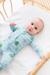 LPC X Daryl-Ann Denner Blue Stripe Affirmation Heart Zipper Onesie - PREORDER Ships in January