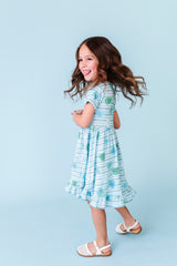 LPC X Daryl-Ann Denner Blue Stripe Affirmation Heart Twirl Dress - PREORDER Ships in January